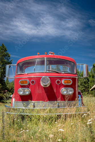 Abandoned fire truck in an Idaho mountain town photo