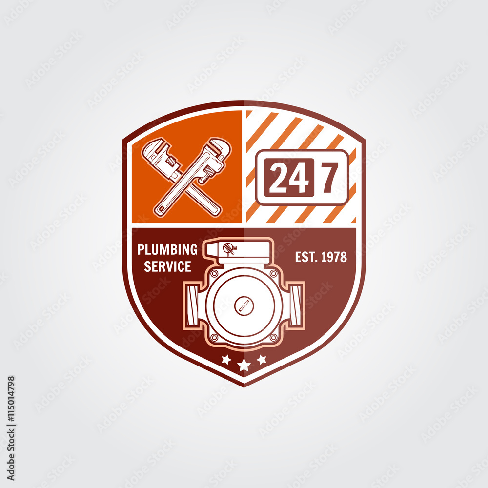 Φωτογραφία Vintage plumbing service badge, banner or logo emblem