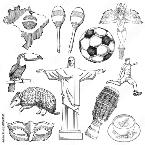 Brazil background,Freehand drawing of Brazil  element