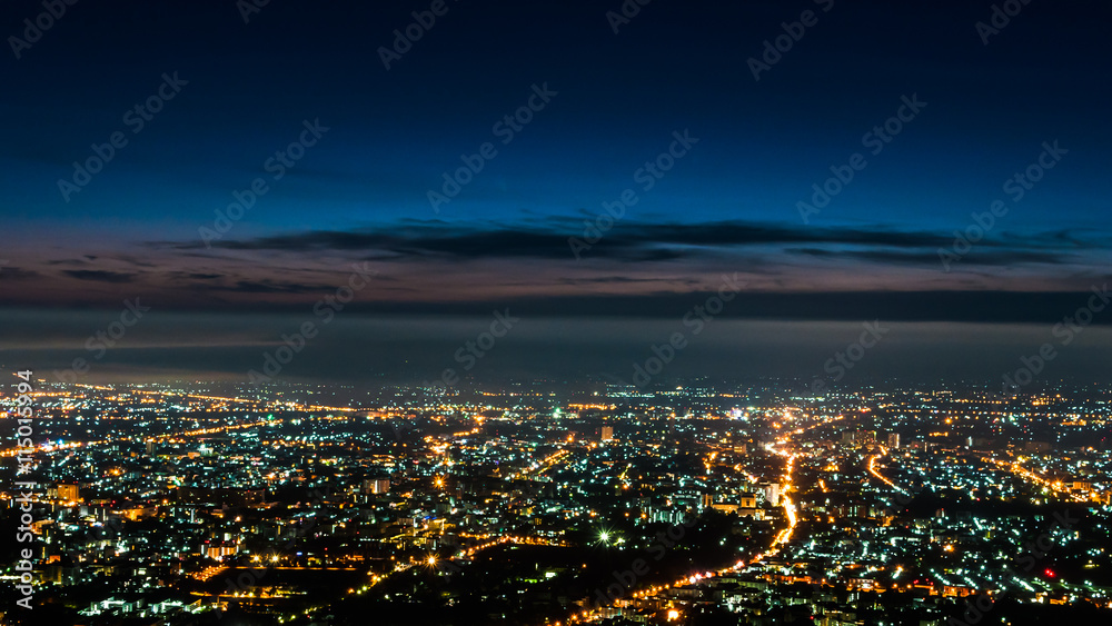 Night city from mountain