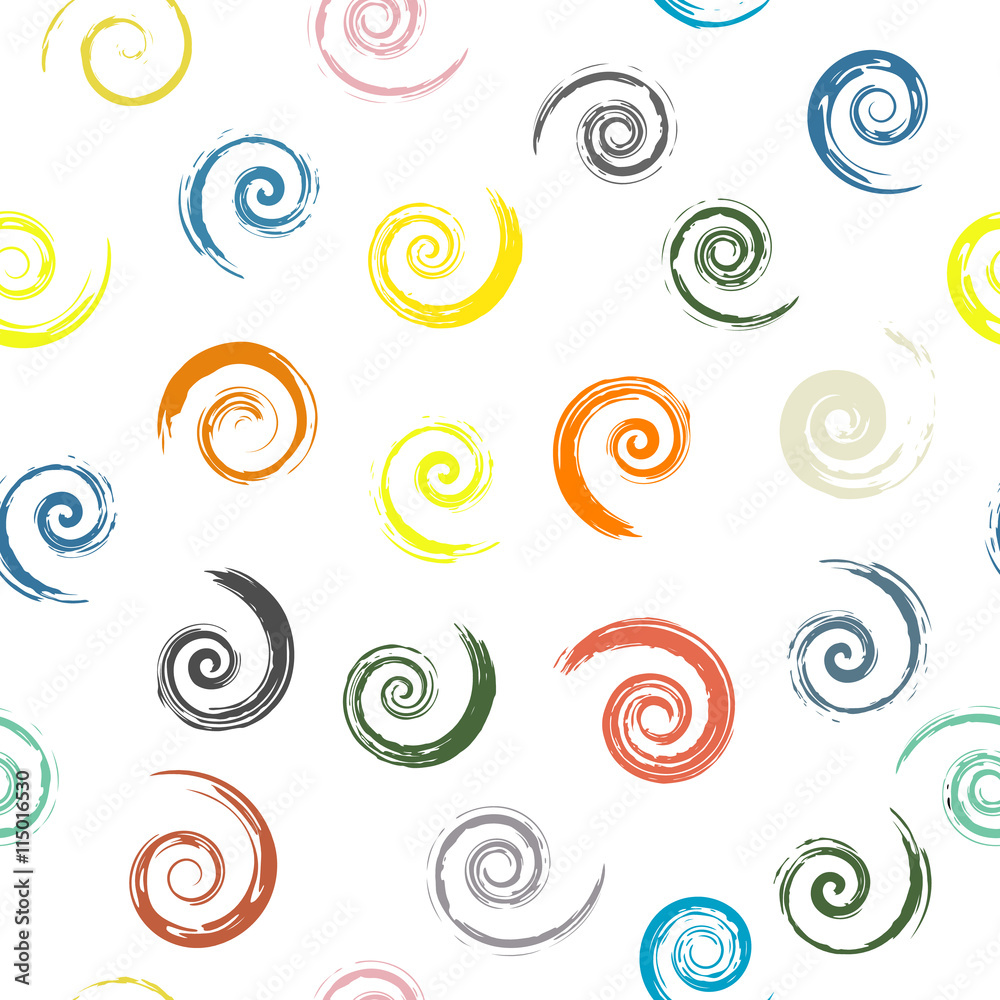 Seamless vector pattern with colorful spirals. 