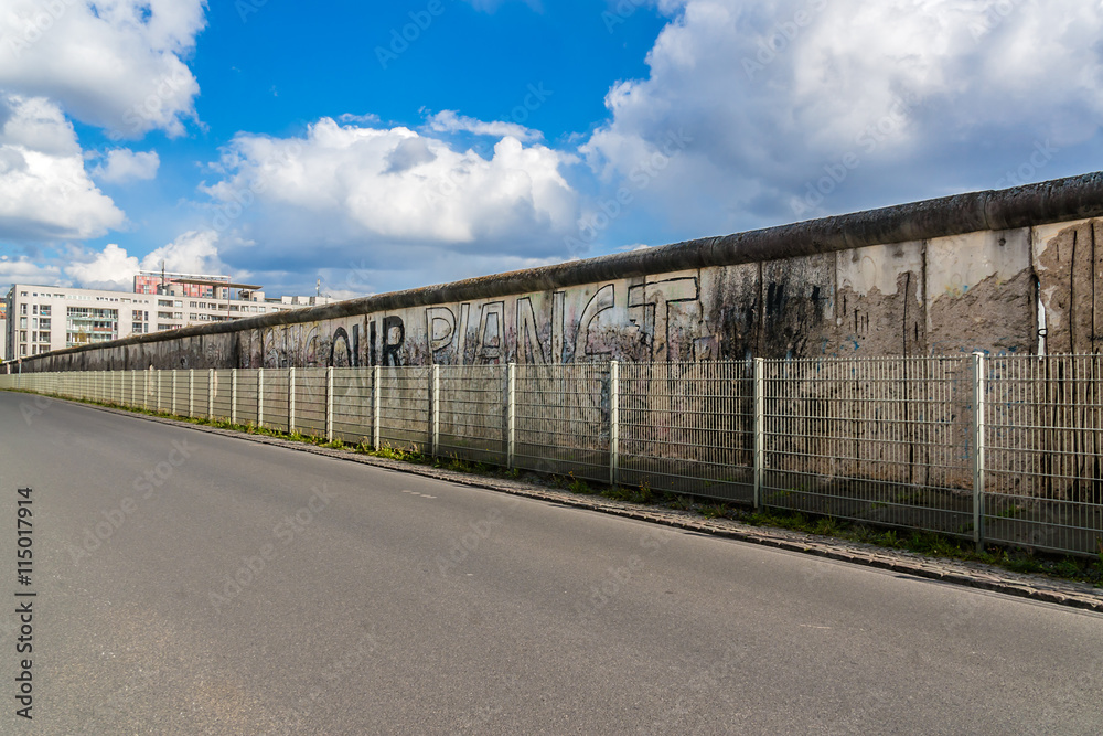Remains of Berlin Wall (Berliner Mauer) in Germany. 