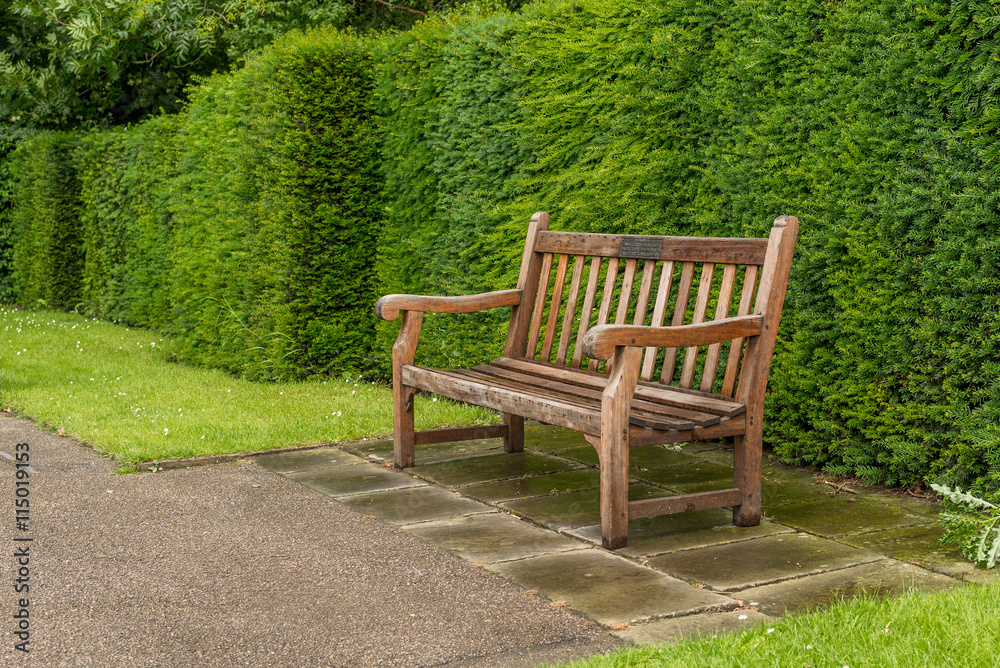 Lonely bench in a park in London