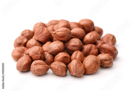 Pile of peeled hazelnuts