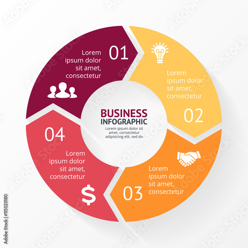 Vector circle arrows infographic, cycle diagram, graph. Presentation chart. Business concept with 4 options, parts, steps, processes.