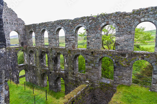 Canvas Print Inside the Pont y Pandy disused slate mill, north wales, UK.