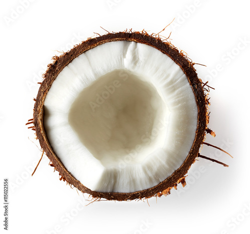 Coconut close up isolated on white