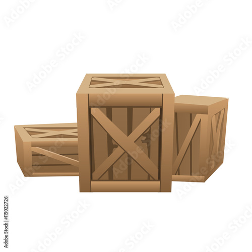 Three large wooden boxes for transportation