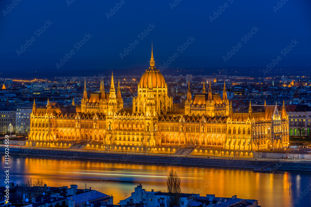 Budapest parliament at night Hungary