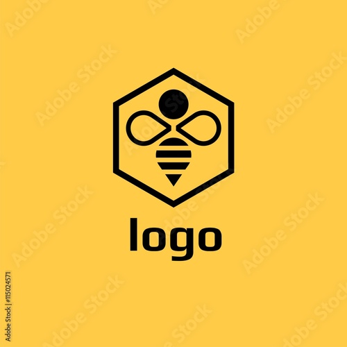 Vector logo bee. Honeycomb logo. bee honey power logos. Business icon for the company. Illustration.
