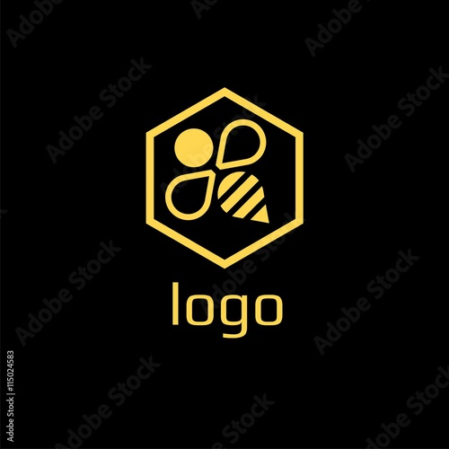 Vector logo bee. Honeycomb logo. bee honey power logos. Business icon for the company. Illustration.
