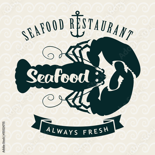 Retro banner for restaurants or seafood shops on the background of the lobster
