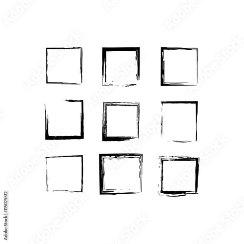 Vector pattern with hand drawn squares. Black and white texture.