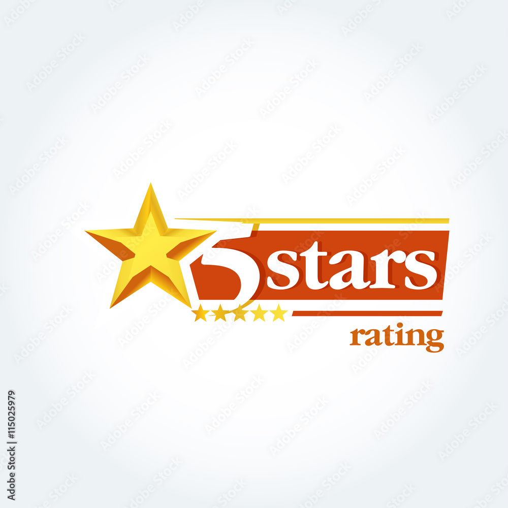 Obraz premium Golden Five stars round logo template. Isolated Vector illustration