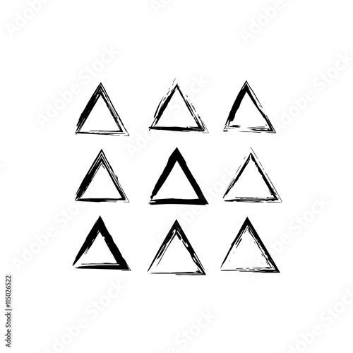 Vector pattern with hand drawn triangles. Black and white texture.