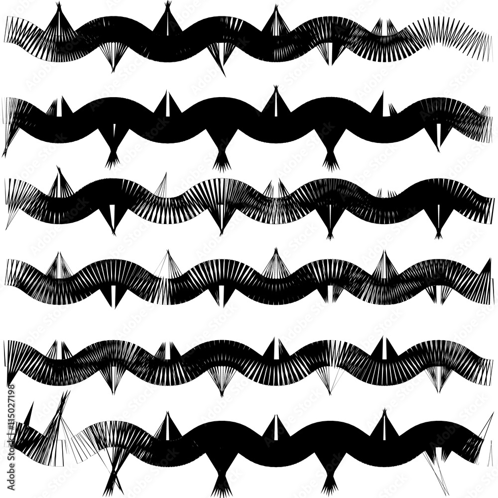 Vector pattern with drawn waves. Ornament for wrapping paper. Black and white texture. Vector pattern with drawn waves. Ornament for wrapping paper. Black and white texture.