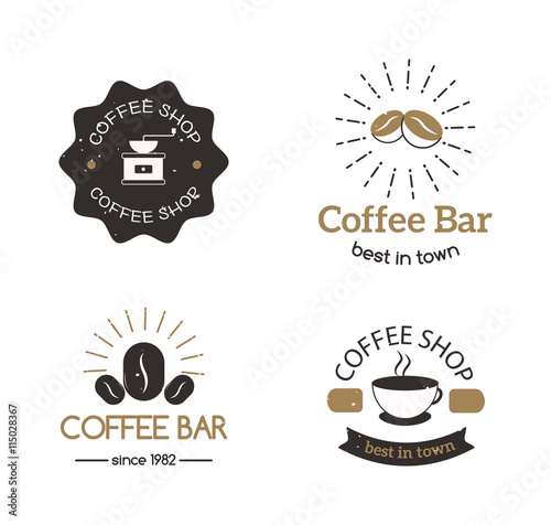 Coffee logo shop sign cafe symbol espresso design morning drink modern badge vector. Coffee logo cafe symbol and morning coffee logo. Coffee mug logo label espresso vintage elements.