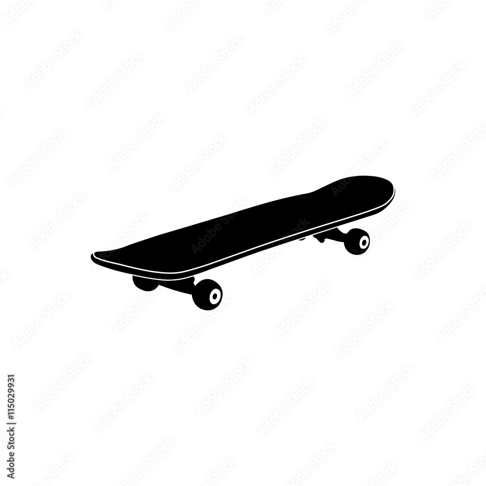 Skateboard icon. Black icon on white background. Stock Vector | Adobe Stock