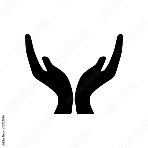 Hand icon. Black icon on white background.
