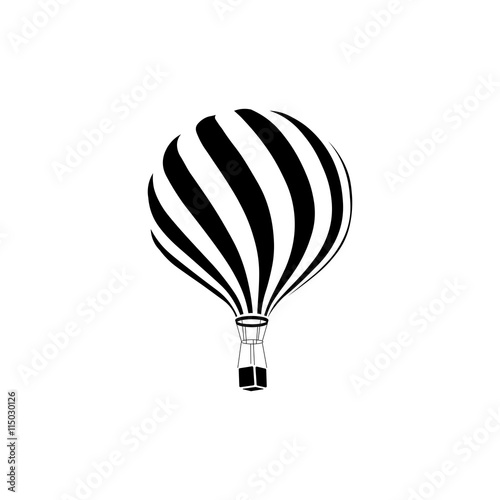 Hot air balloon icon. Black icon on white background.