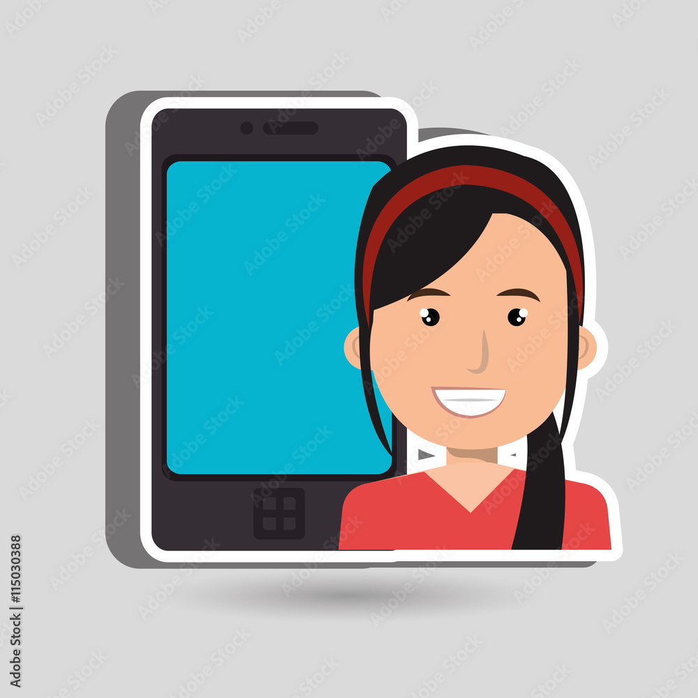 person with smartphone isolated icon design, vector illustration  graphic 