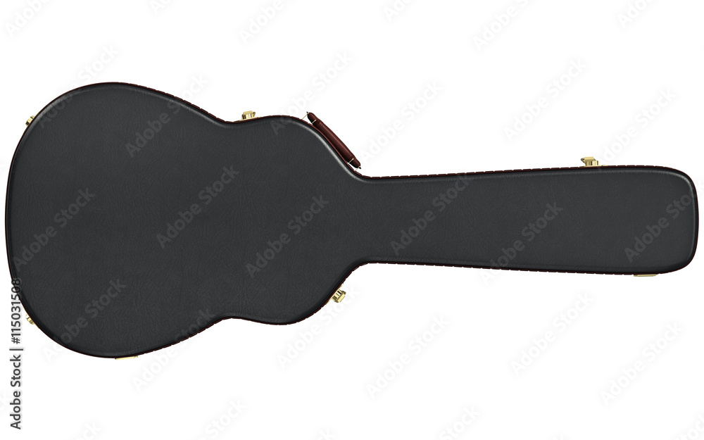 Naklejka premium Guitar case for professional acoustic guitar, front view. 3D graphic