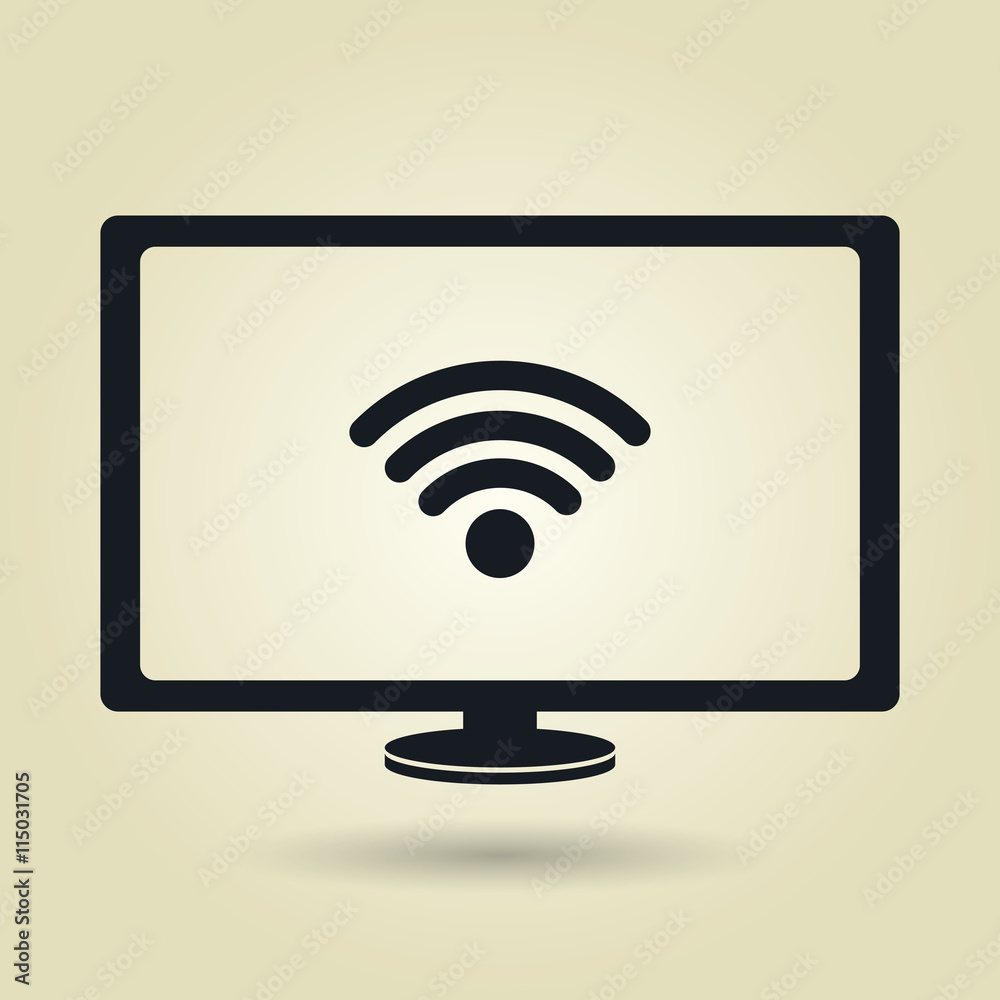 computer connected to the internet by WiFi isolated icon design, vector illustration graphic computer connected to the internet by WiFi isolated icon design, vector illustration graphic