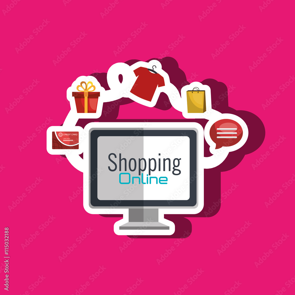 Naklejka premium e-commerce from computer isolated icon design, vector illustration graphic 