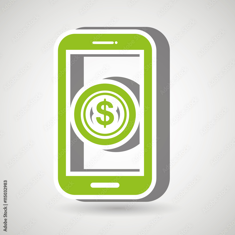 money online from smart phone isolated icon design, vector illustration  graphic 