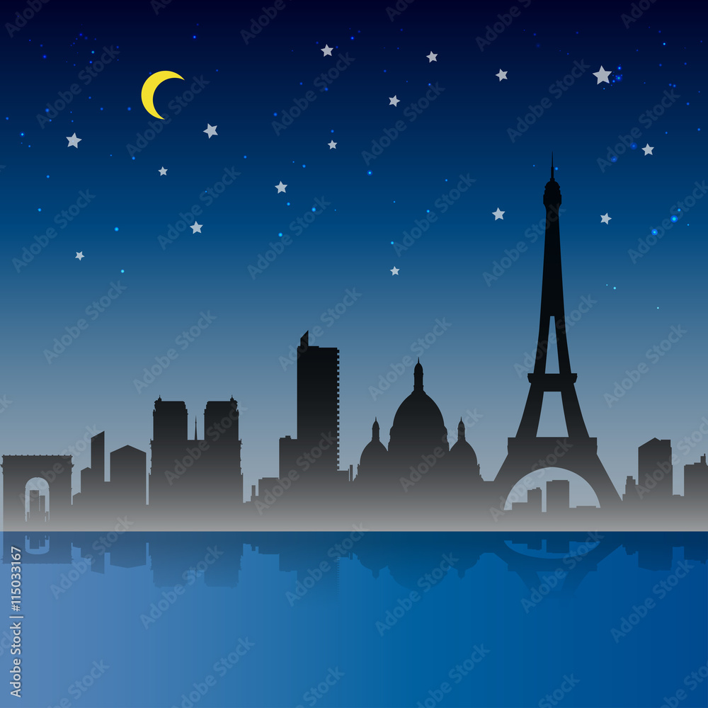 Paris City Night Scene 