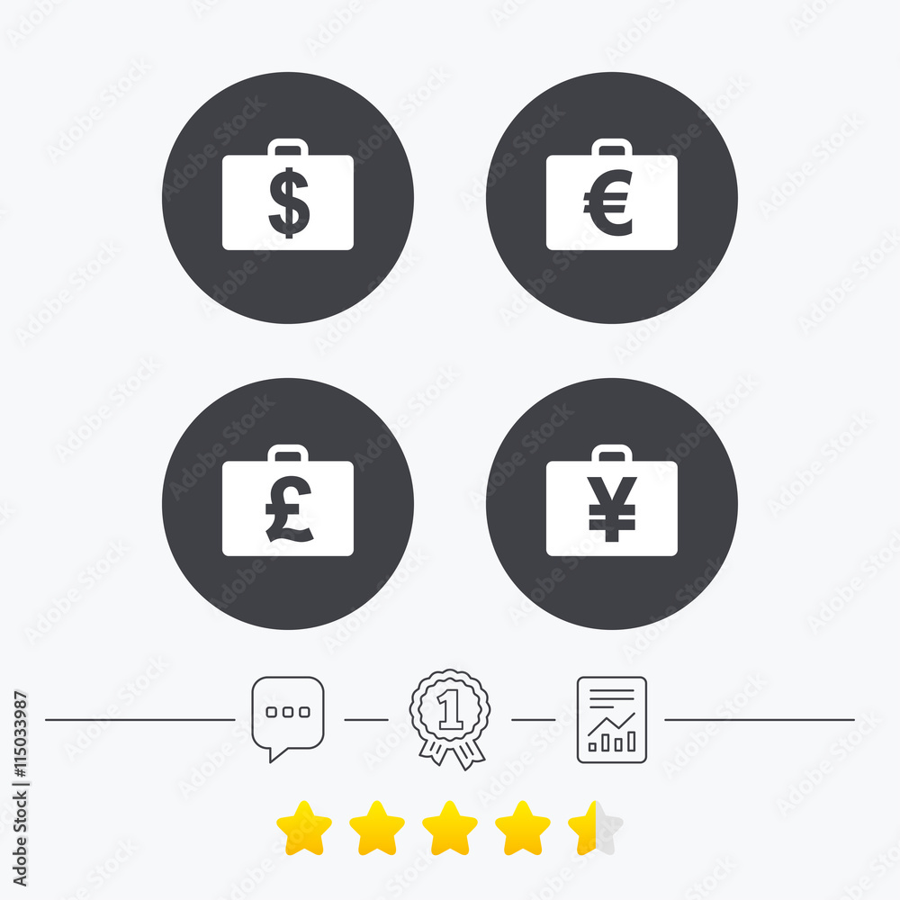 Businessman case signs. Cash money icons. Businessman case signs. Cash money icons.