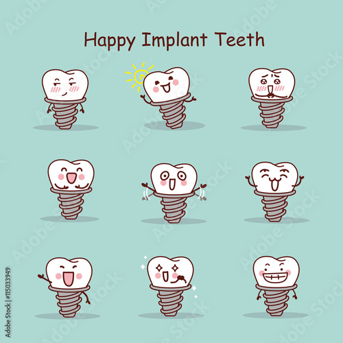Happy cartoon tooth implant set