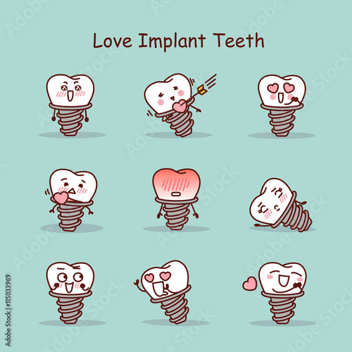 Love cartoon tooth implant set