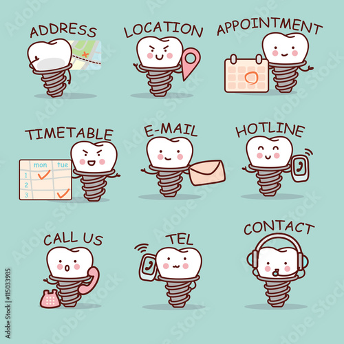 cute cartoon implant tooth set