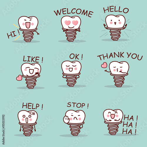 cute cartoon implant tooth set