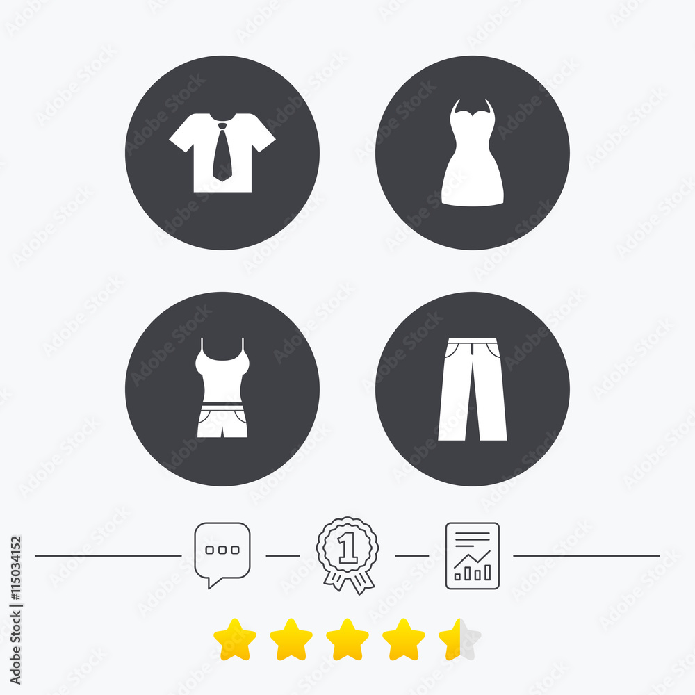 Clothes signs. T-shirt with tie and pants. Clothes signs. T-shirt with tie and pants.