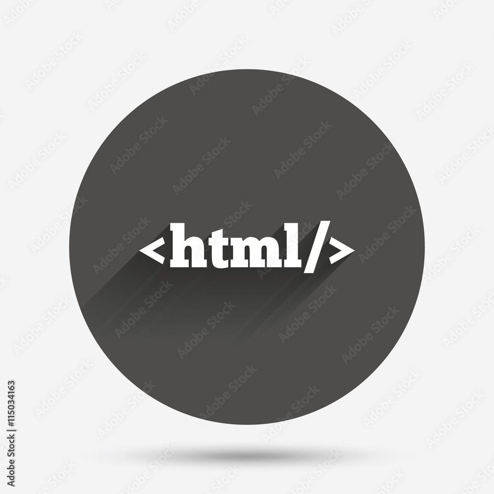 HTML sign icon. Markup language symbol. HTML sign icon. Markup language symbol.