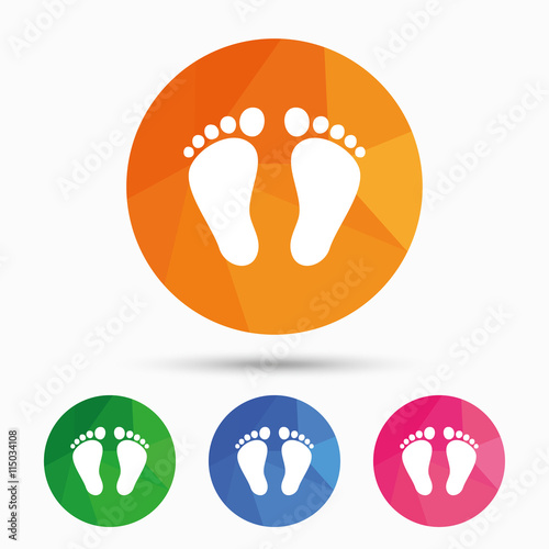 Child pair of footprint sign icon. Barefoot .