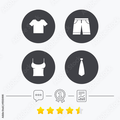Clothes signs. T-shirt and pants with shorts.