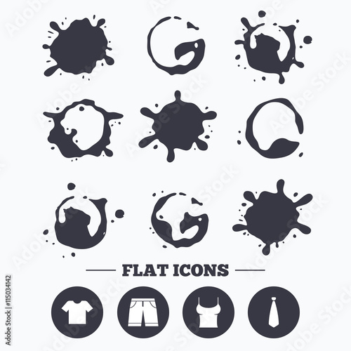 Clothes signs. T-shirt and pants with shorts.