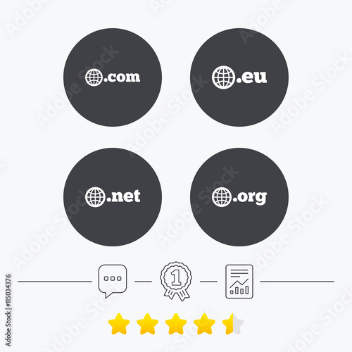 Top-level domains signs. Com, Eu, Net and Org.