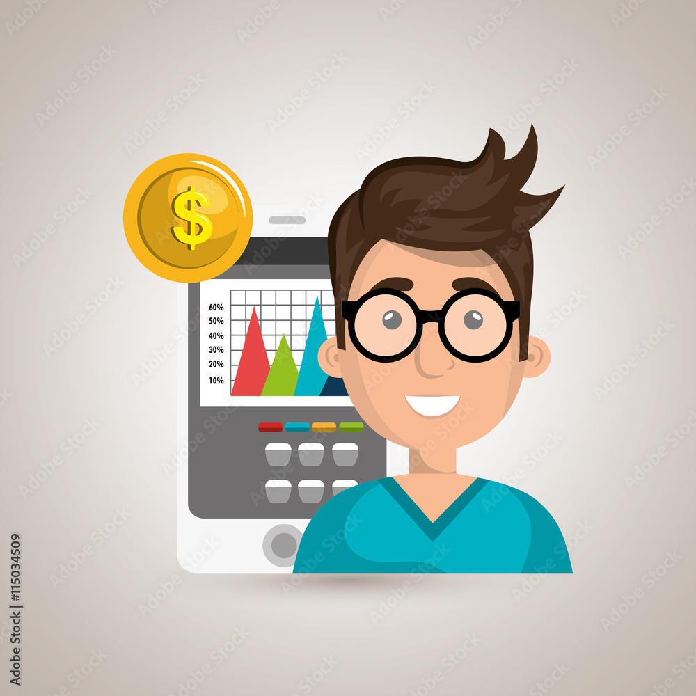 person with economy statistics isolated icon design, vector illustration graphic person with economy statistics isolated icon design, vector illustration graphic