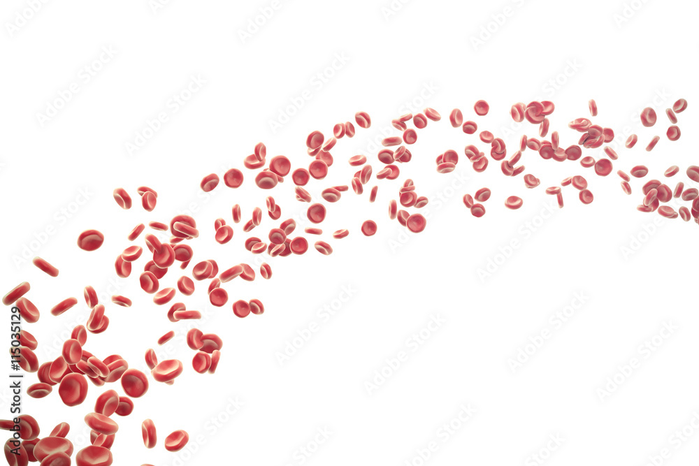3d illustration of red blood cells isolated on white background.
