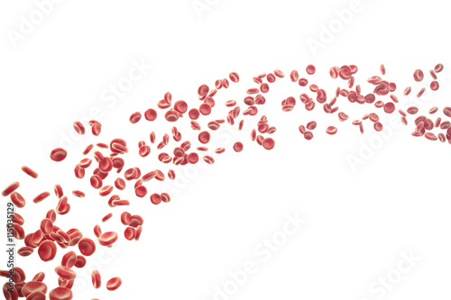 3d illustration of red blood cells isolated on white background.