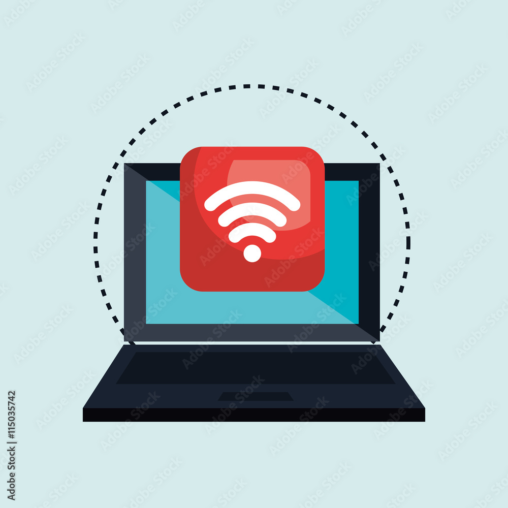 computer laptop with wifi connection isolated icon design, vector illustration graphic computer laptop with wifi connection isolated icon design, vector illustration graphic