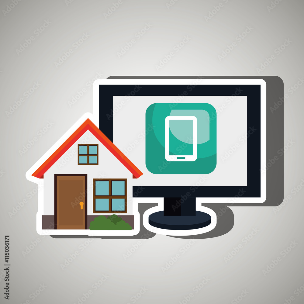 smart home with smartphone isolated icon design, vector illustration graphic smart home with smartphone isolated icon design, vector illustration graphic