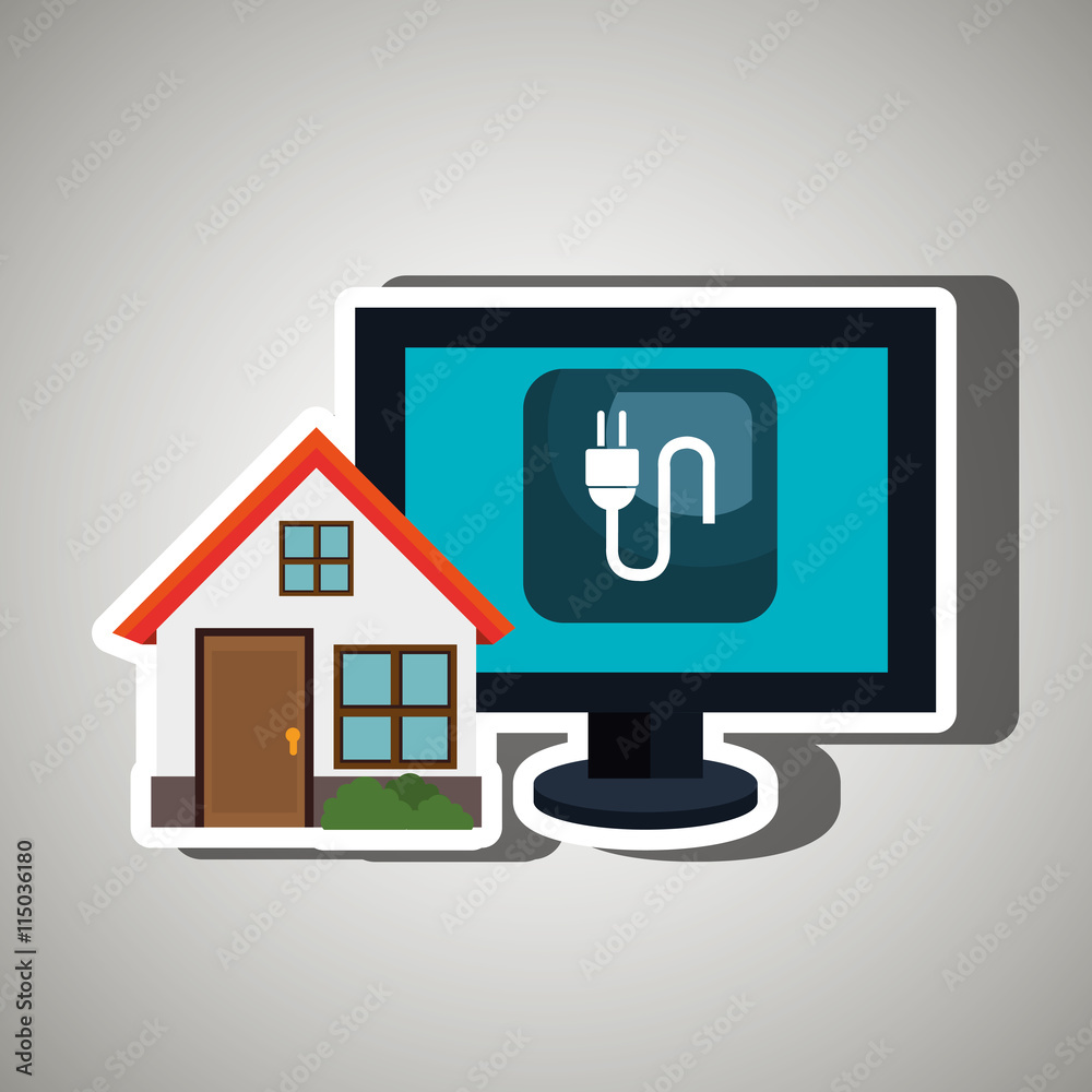 smart home with energy plug isolated icon design, vector illustration graphic smart home with energy plug isolated icon design, vector illustration graphic
