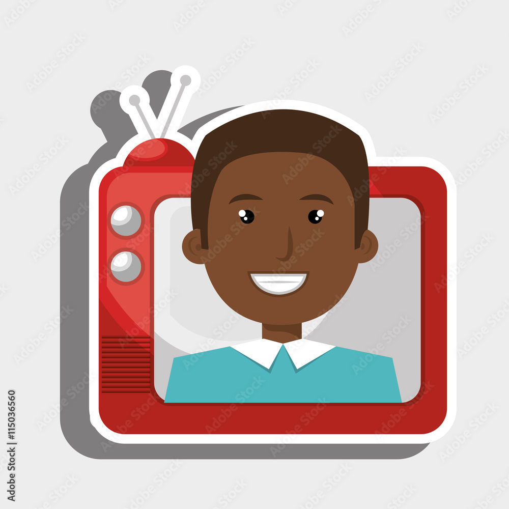 person within TV isolated icon design, vector illustration graphic person within TV isolated icon design, vector illustration graphic