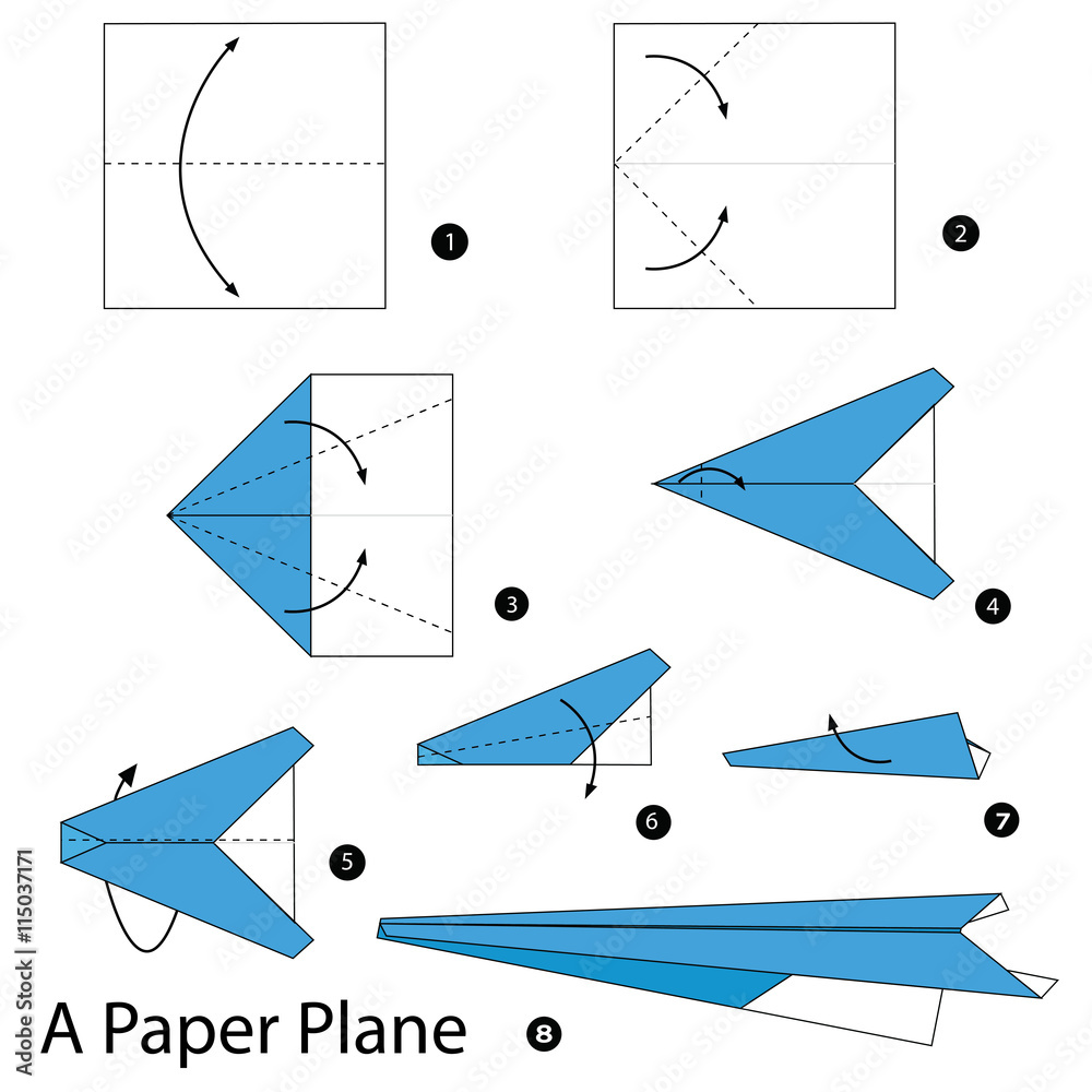 Step by step instructions how to make origami A Plane. Stock Vector ...