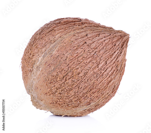 Desiccated coconut on white background